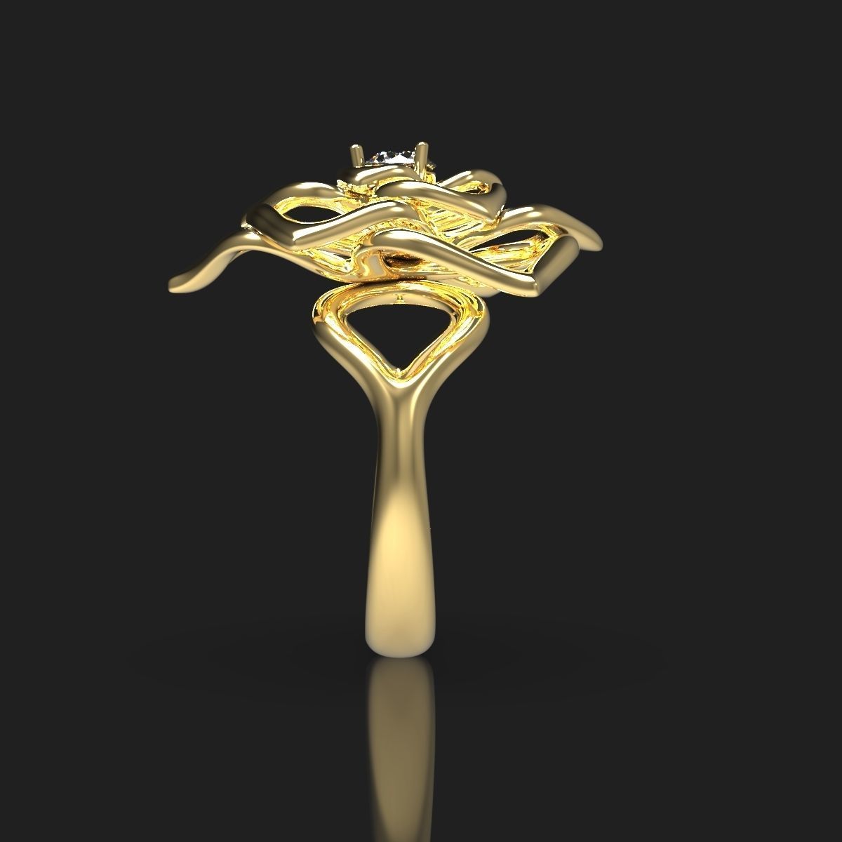 Cocktail Lily Ring 3D print model_6