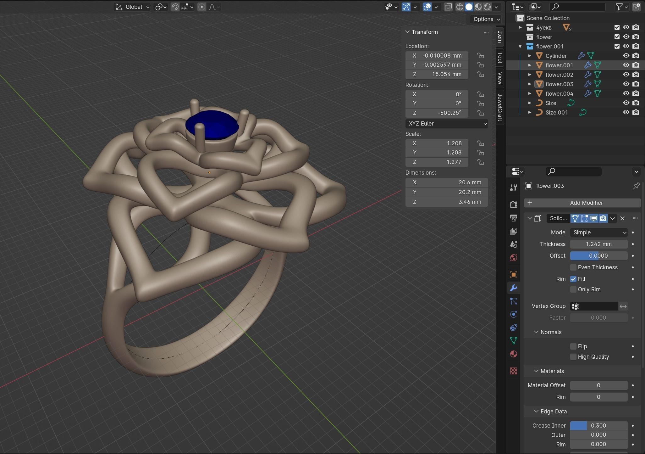 Cocktail Lily Ring 3D print model_9