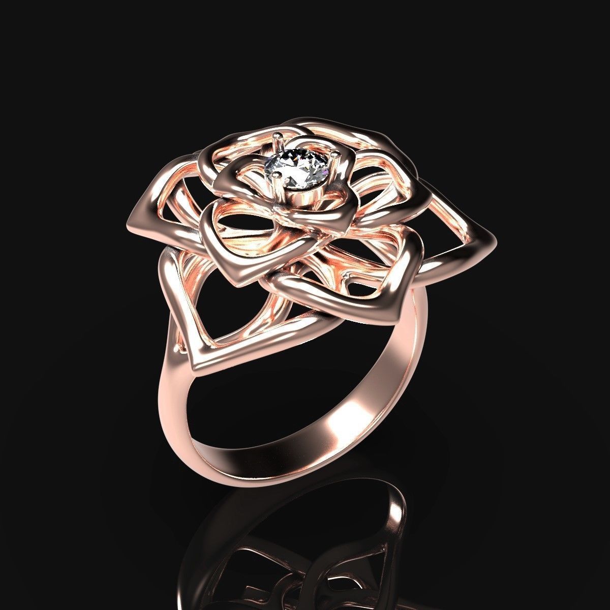 Cocktail Lily Ring 3D print model_2