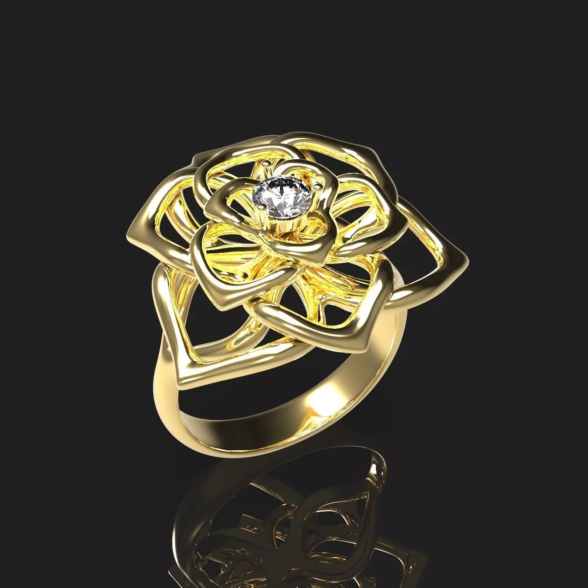 Cocktail Lily Ring 3D print model_0