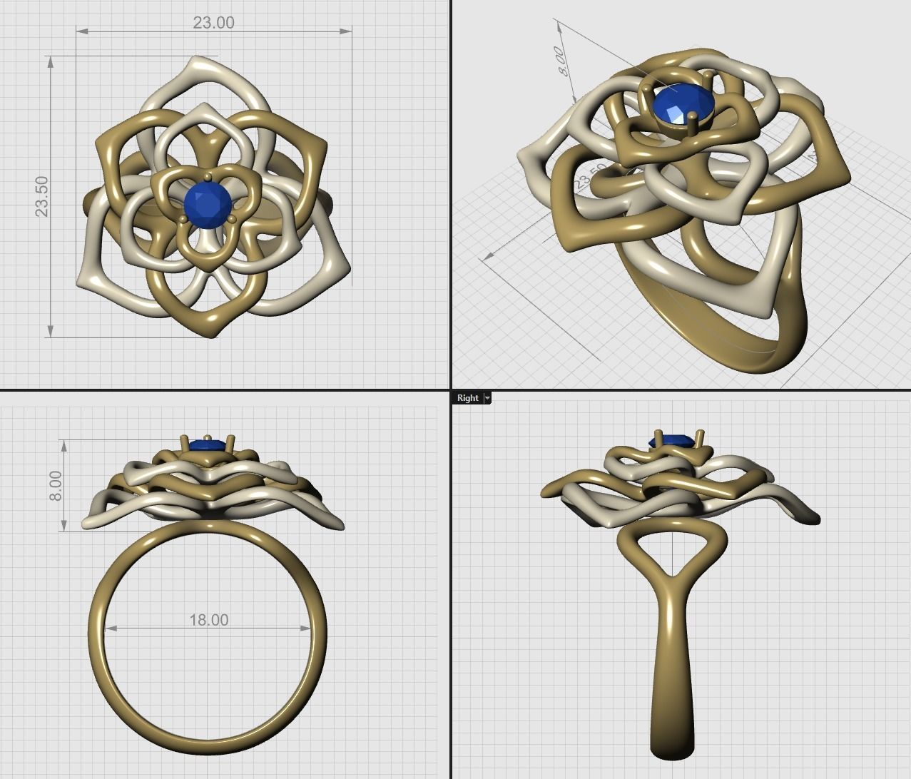 Cocktail Lily Ring 3D print model_1