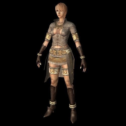 fantasy medieval warrior women Low-poly 3D model