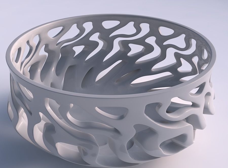 Bowl wide with twisted smooth cuts twisted and tapered 2 3D print model_0