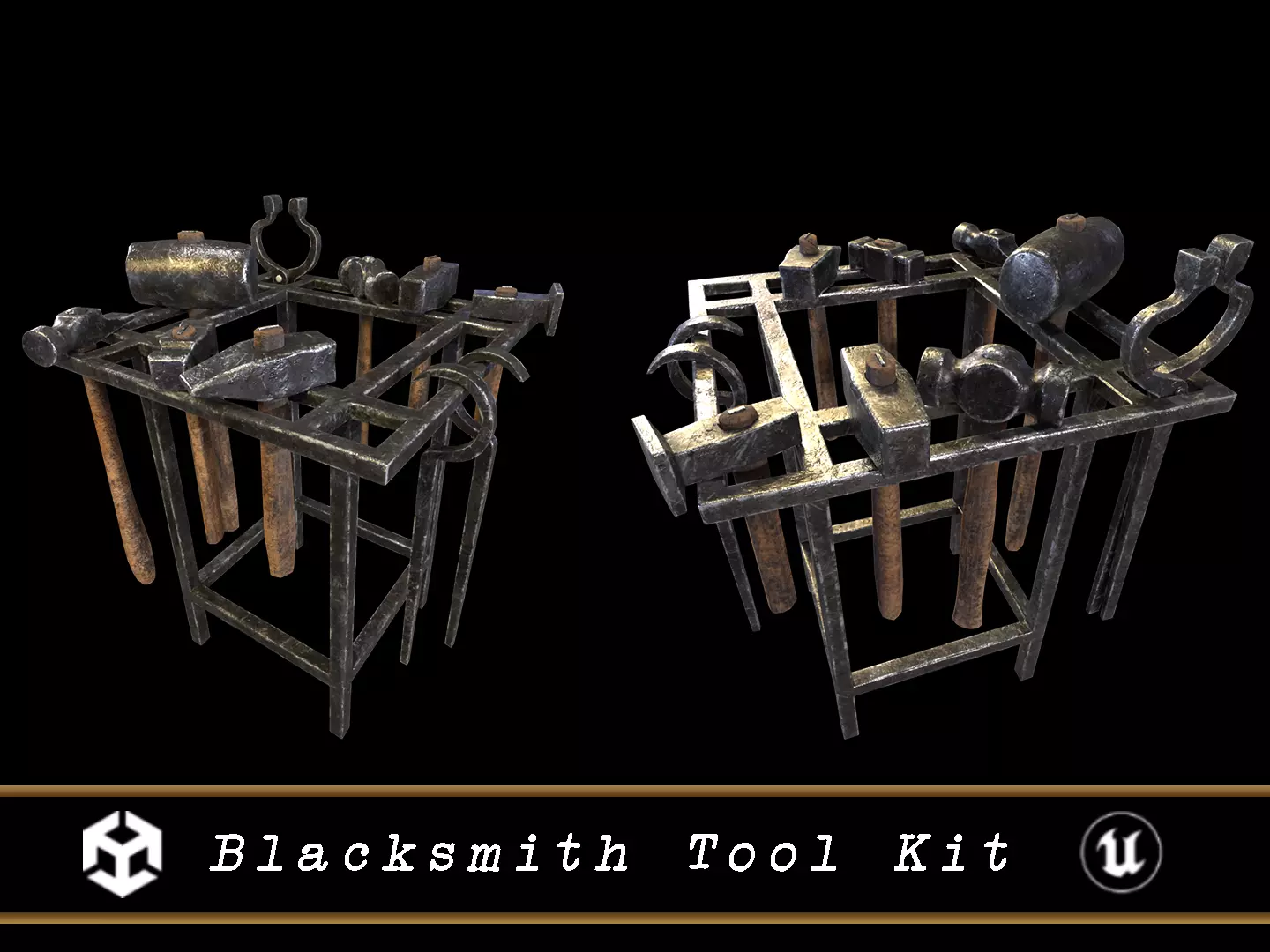 Blacksmith Tool Kit Low-poly 3D model
