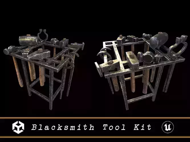 Blacksmith Tool Kit  Low-poly 3D model