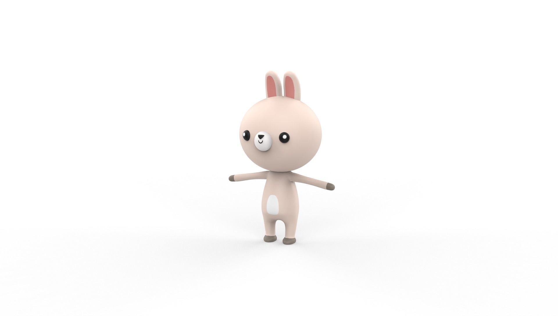 Stylized Rabbit Animated v001 Low-poly 3D model_9