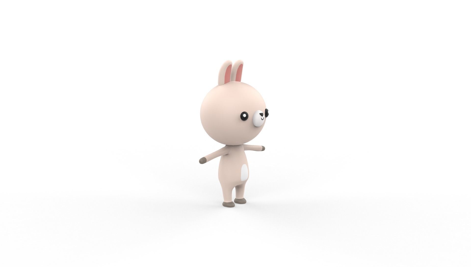 Stylized Rabbit Animated v001 Low-poly 3D model_20