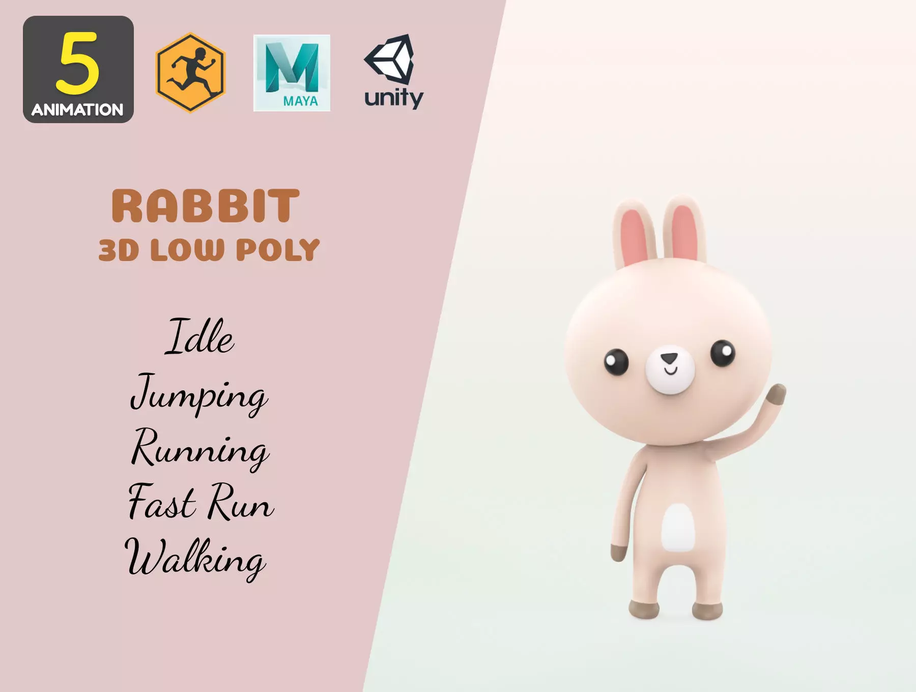 Stylized Rabbit Animated v001 Low-poly 3D model_0