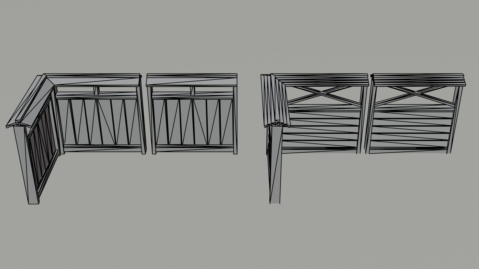 Cartoon fantasy asion fence Polygonal Style Low-poly 3D model_5