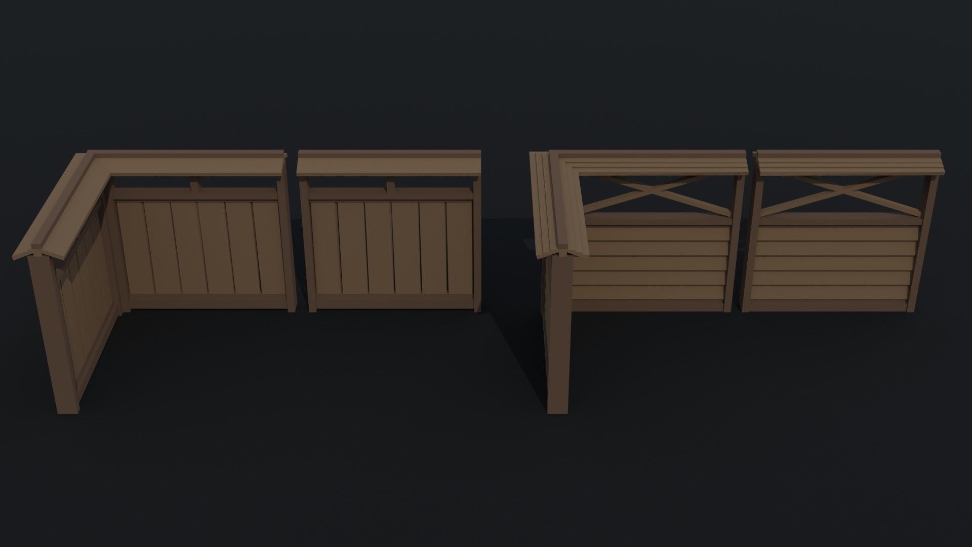 Cartoon fantasy asion fence Polygonal Style Low-poly 3D model_2