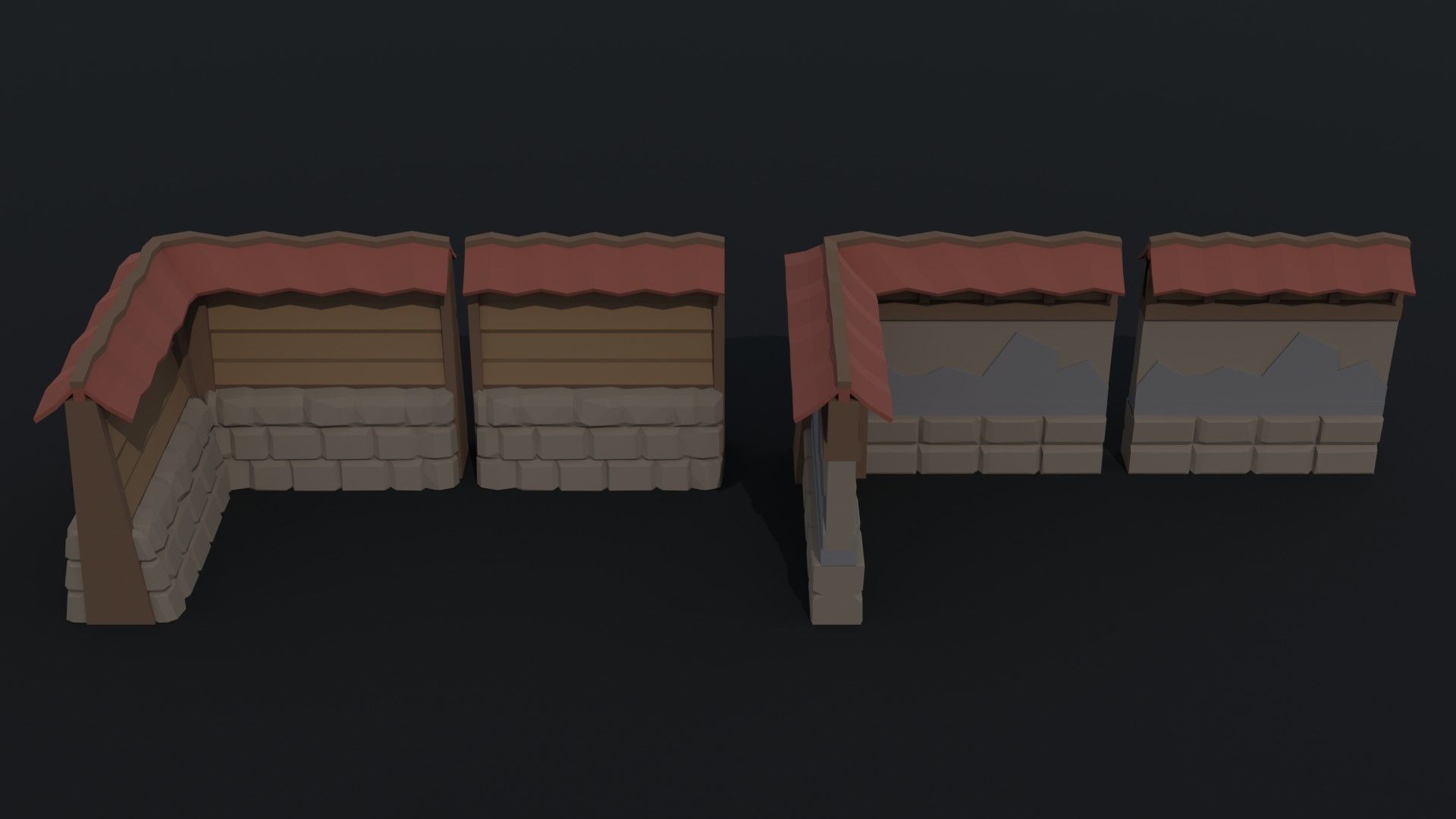 Cartoon fantasy asion fence Polygonal Style Low-poly 3D model_3