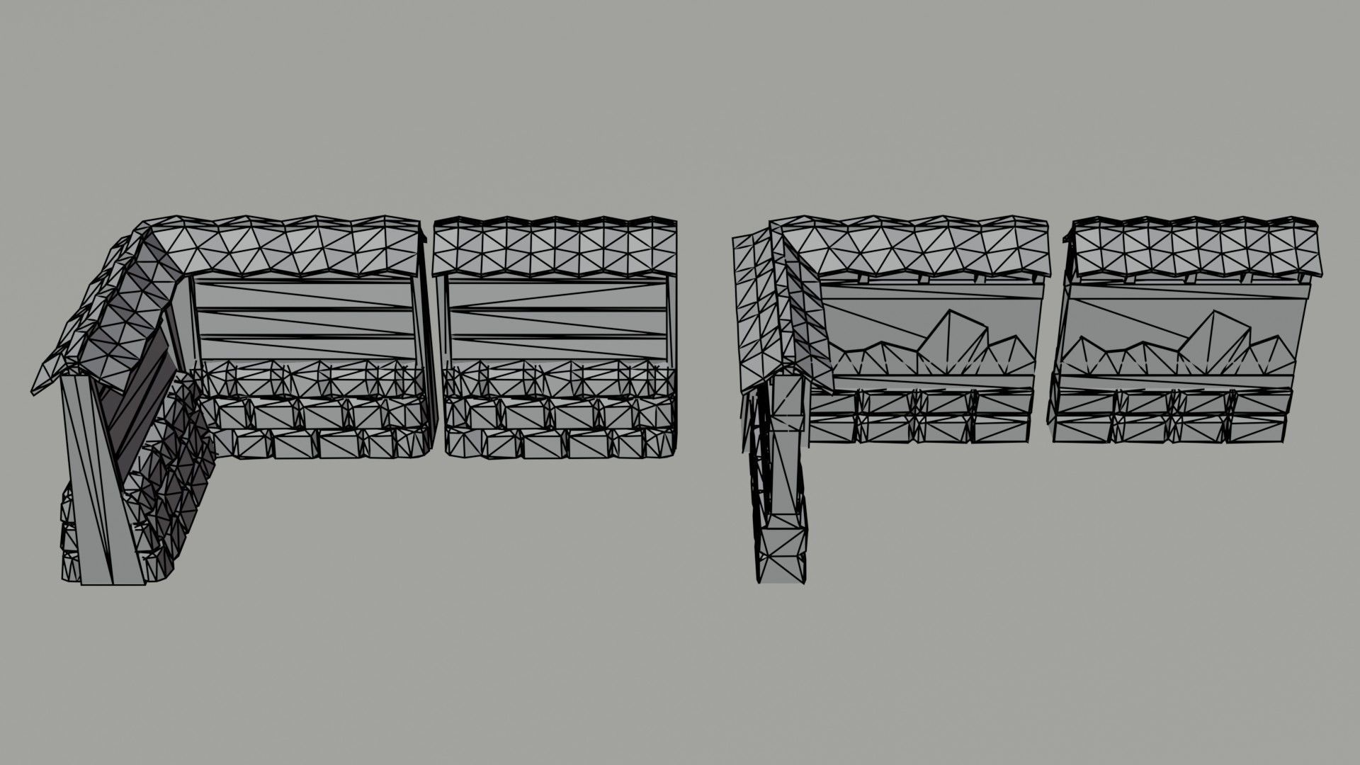 Cartoon fantasy asion fence Polygonal Style Low-poly 3D model_6