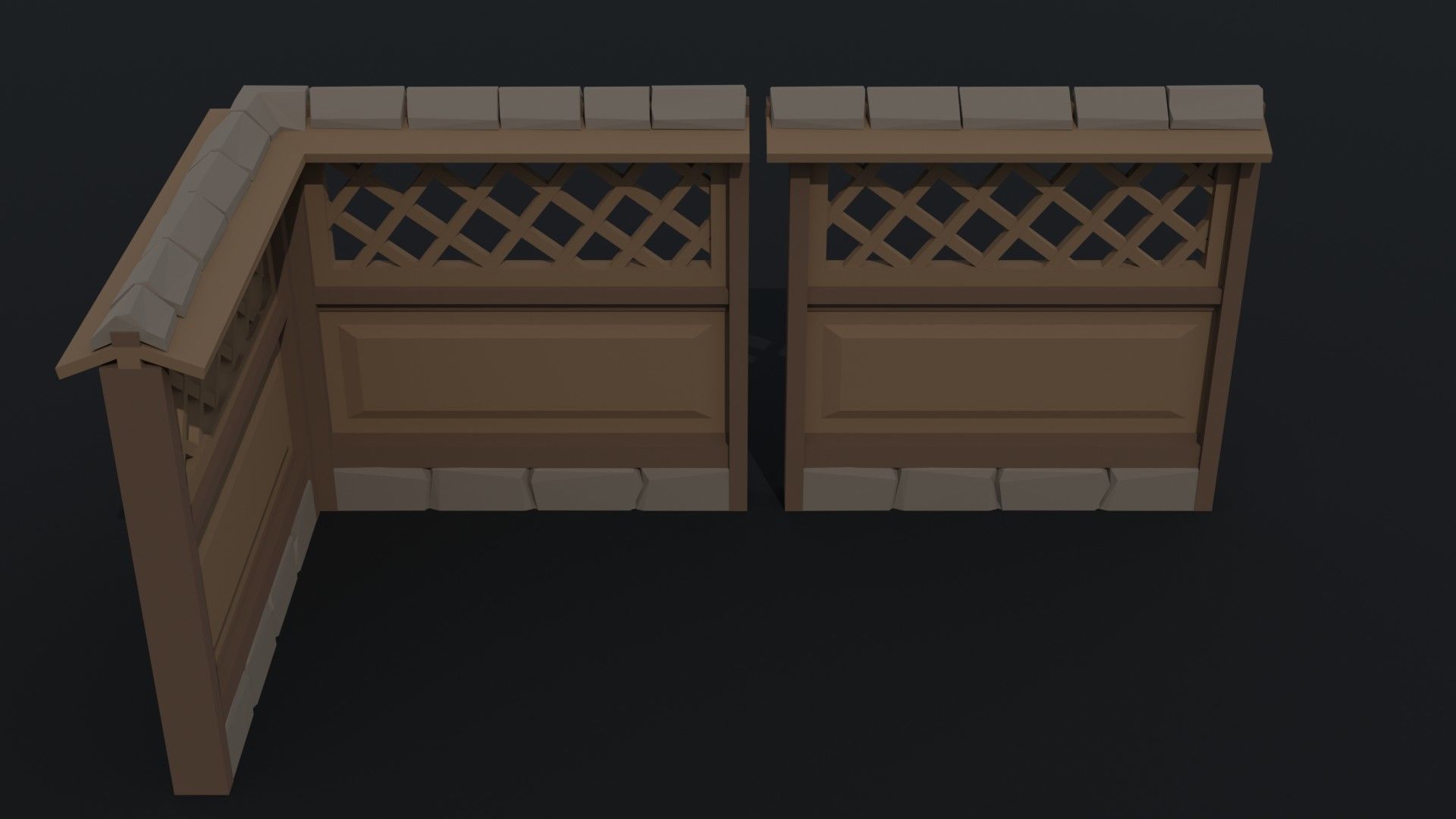 Cartoon fantasy asion fence Polygonal Style Low-poly 3D model_4