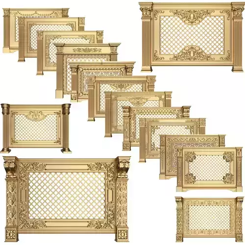 Collection of Radiator Cover Decorative Screening Grille Panels Low-poly 3D model