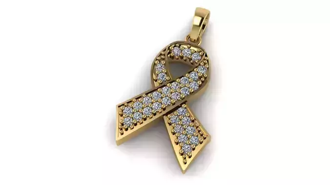 Cancer Ribbon Pendant with Diamonds
