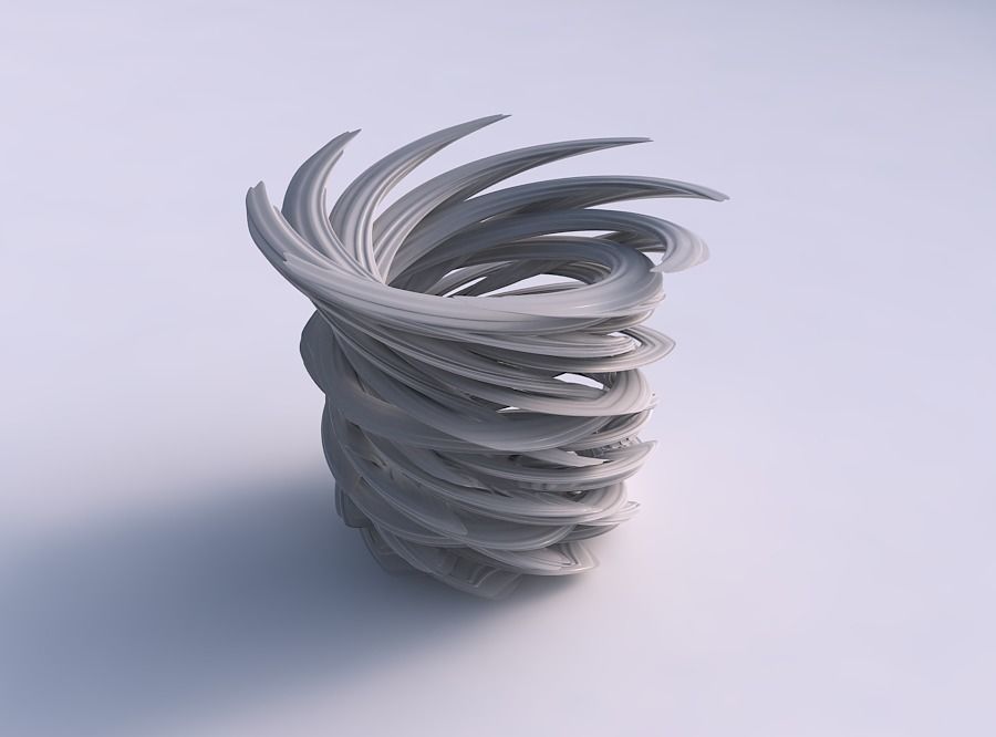Bowl with interlacing lattice and extruded lines very twisted... 3D print model_0