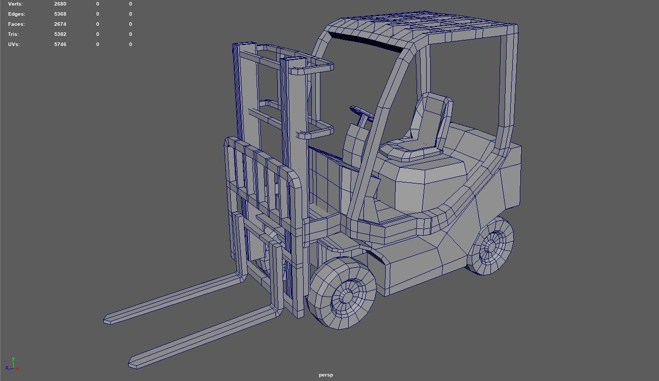 Low Poly Forklift 01 Low-poly 3D model_8