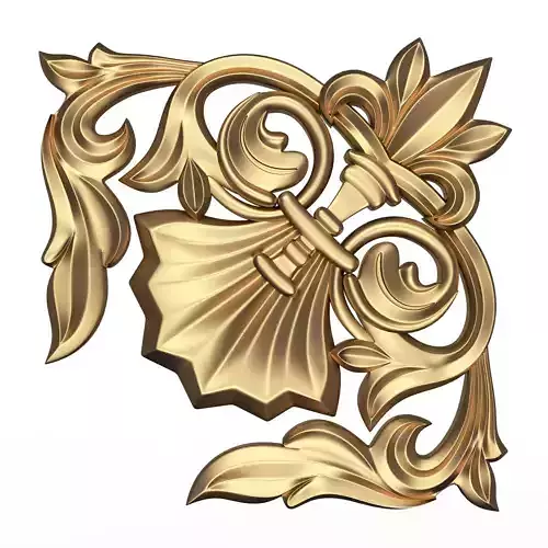 Corner Carved Plaster Molding Decoration 023 Low-poly 3D model