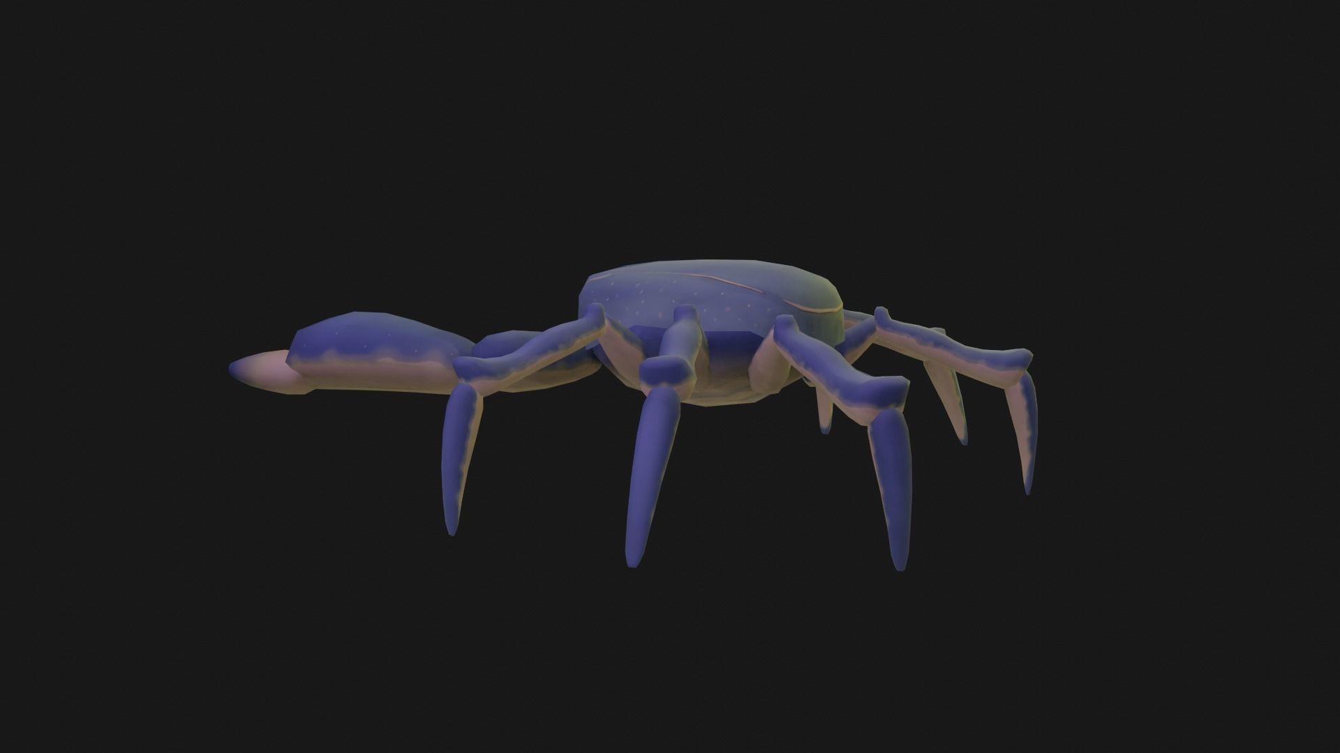 Textured and animated blue crab or crustacean Low-poly 3D model_6