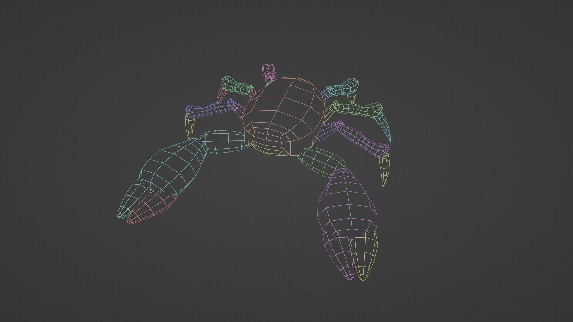 Textured and animated blue crab or crustacean Low-poly 3D model_10