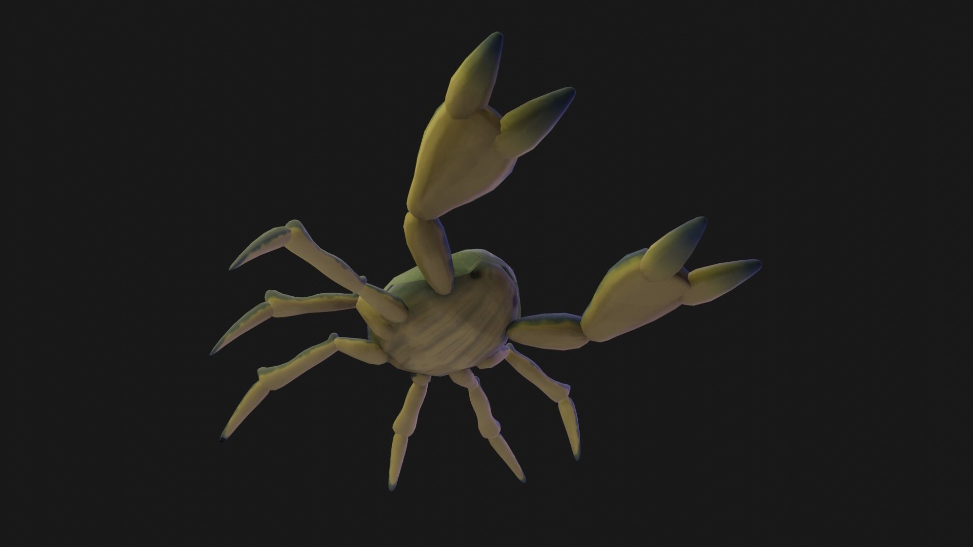 Textured and animated blue crab or crustacean Low-poly 3D model_3