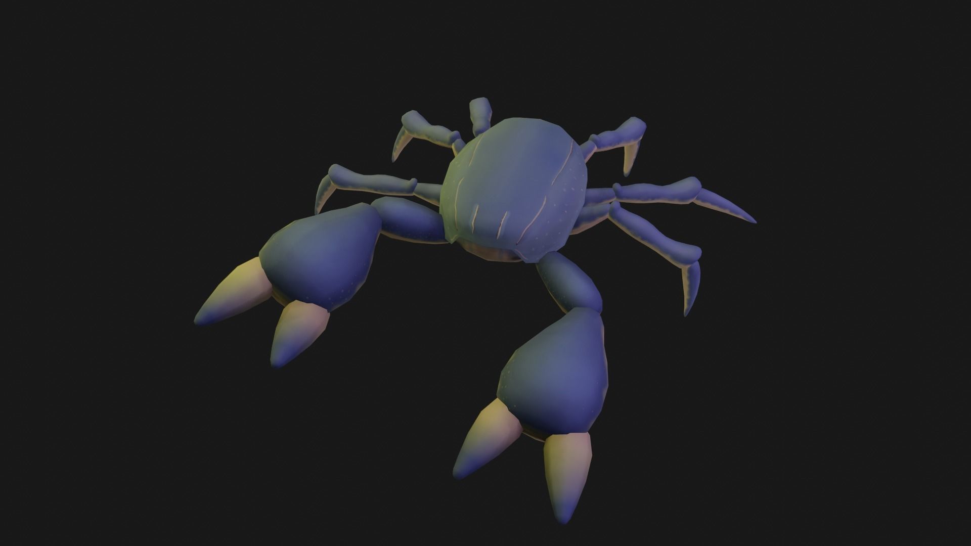 Textured and animated blue crab or crustacean Low-poly 3D model_8