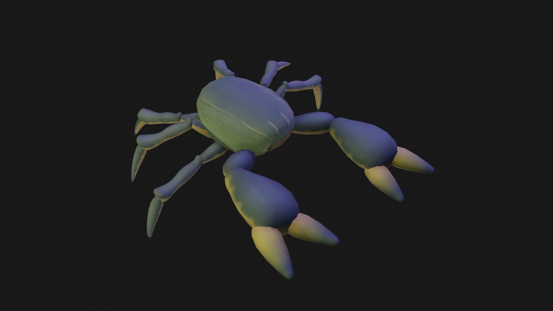 Textured and animated blue crab or crustacean Low-poly 3D model_2