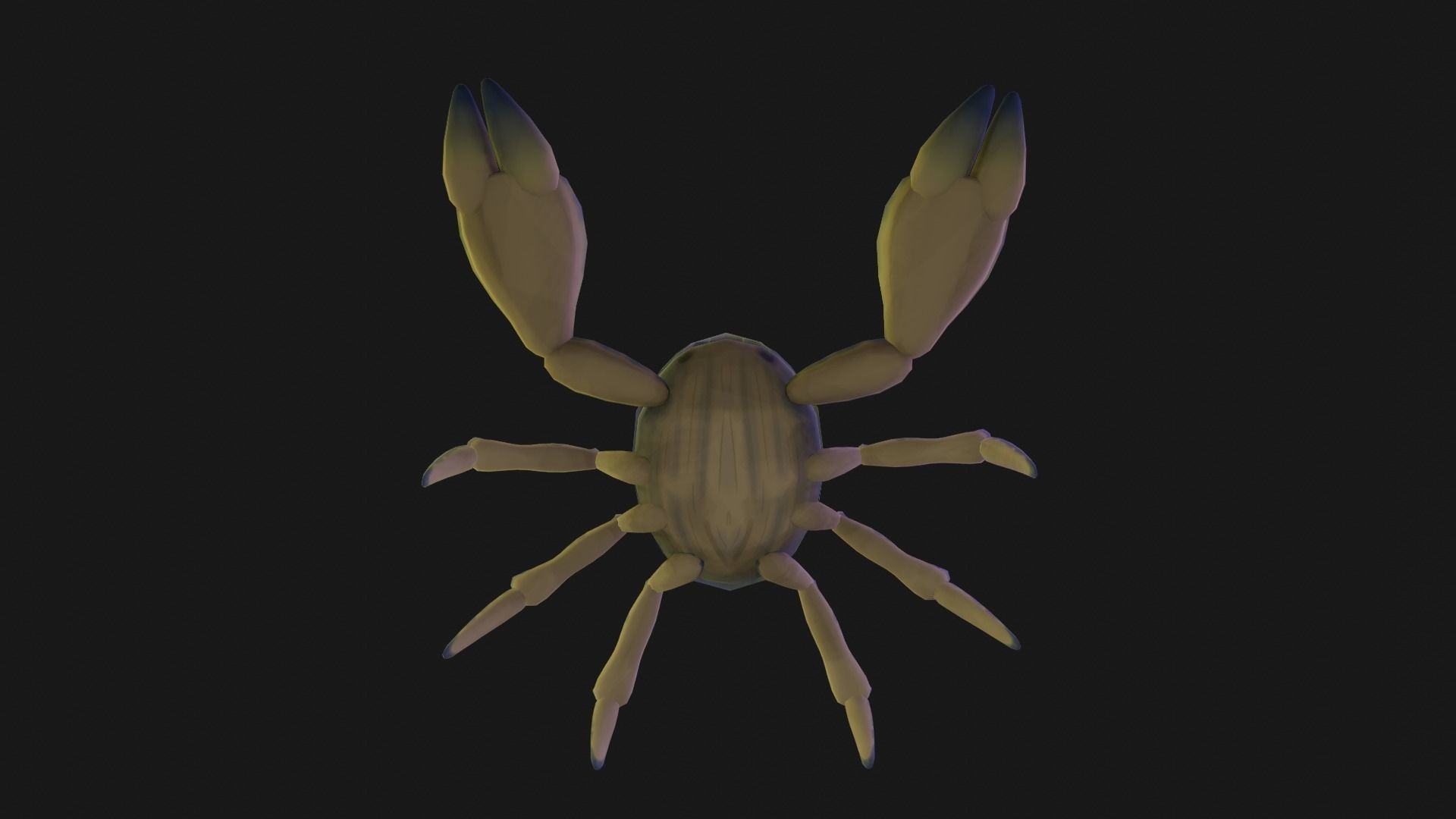 Textured and animated blue crab or crustacean Low-poly 3D model_7