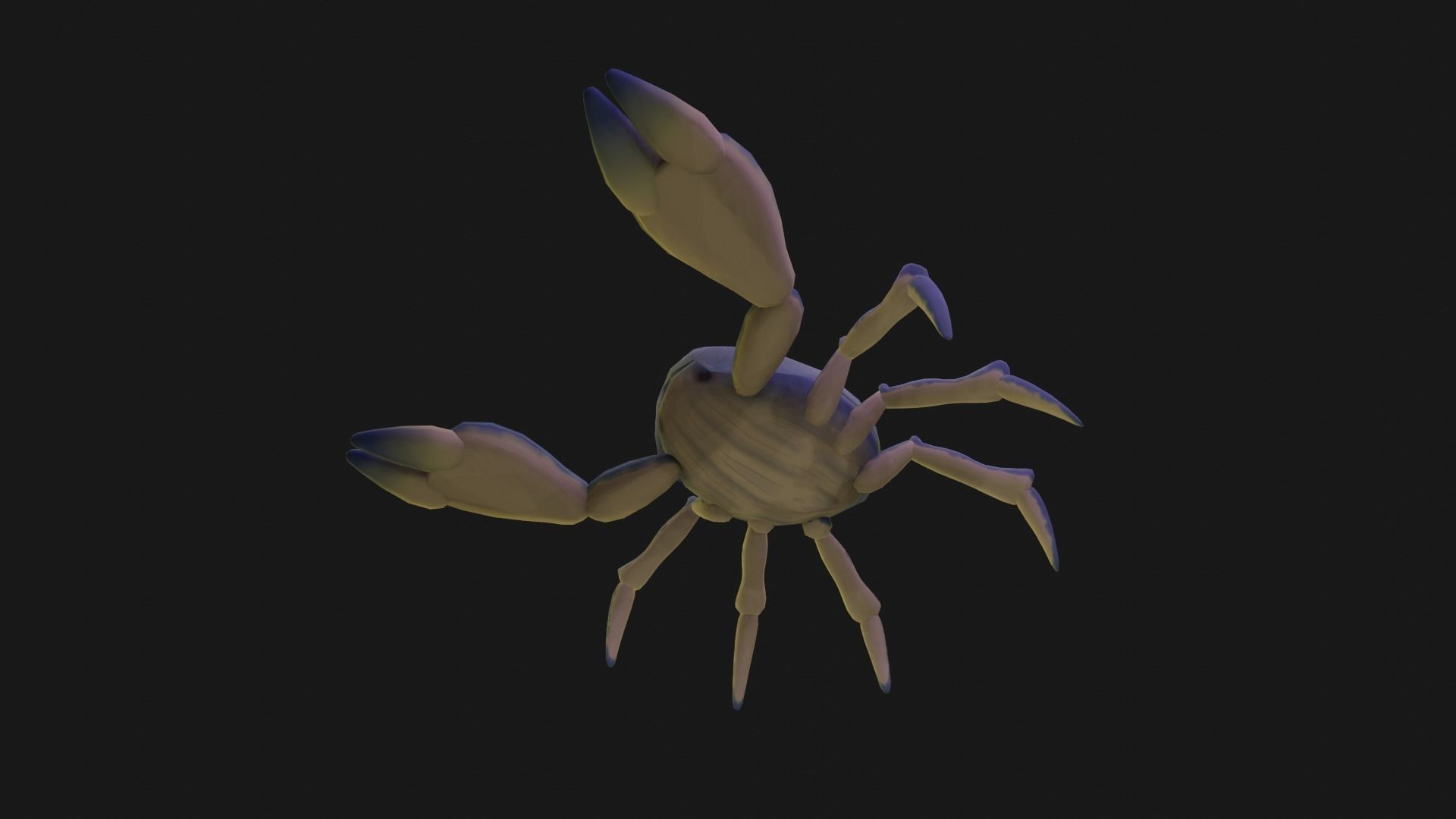 Textured and animated blue crab or crustacean Low-poly 3D model_4