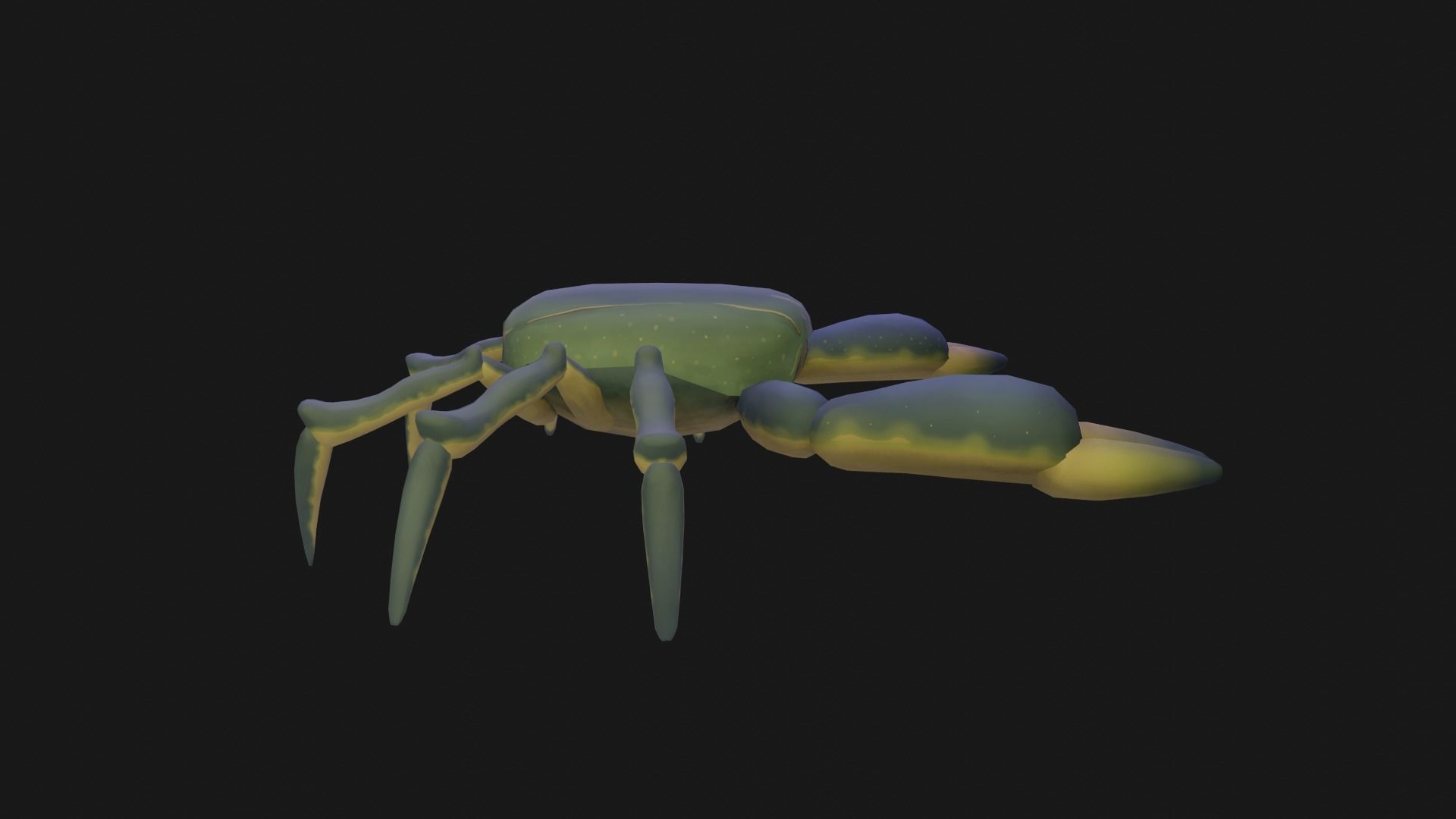 Textured and animated blue crab or crustacean Low-poly 3D model_5