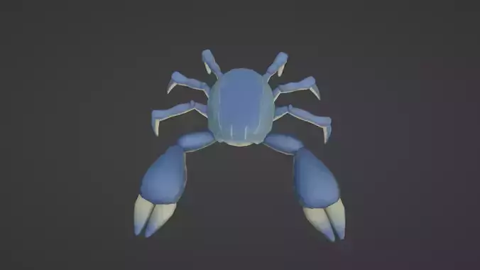 Textured and animated blue crab or crustacean Low-poly 3D model
