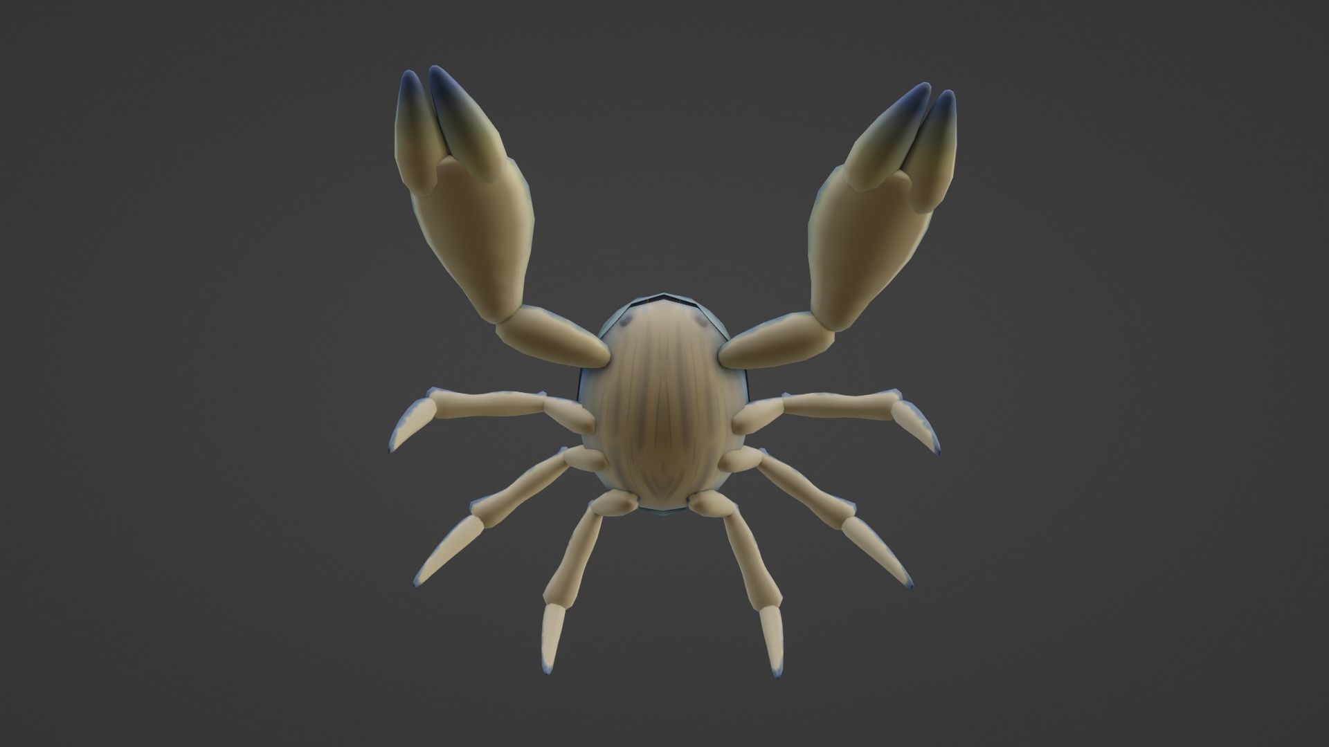 Textured and animated blue crab or crustacean Low-poly 3D model_1