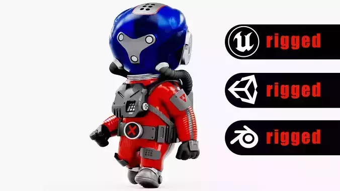 TOON ASTRONAUT K-3000 Rigged for Unreal Engine - Unity - MIXAMO 
