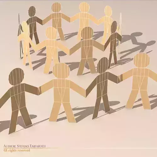 Papermen people holding hands in circle