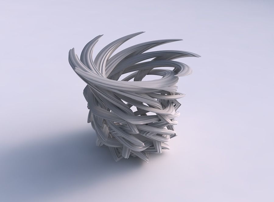 Bowl with interlacing lattice and extruded lines twisted and ... 3D print model_0