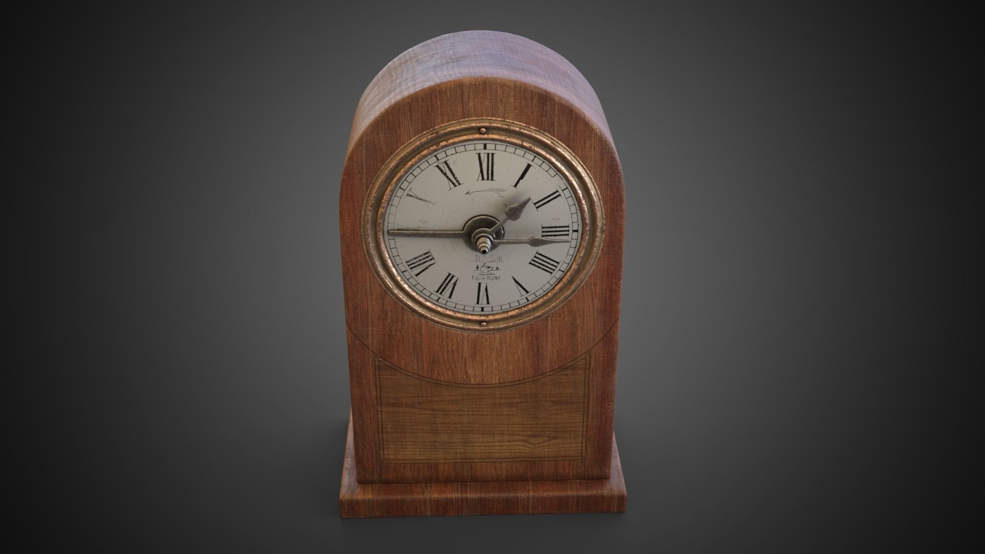 Wooden table clock Low-poly 3D model_8