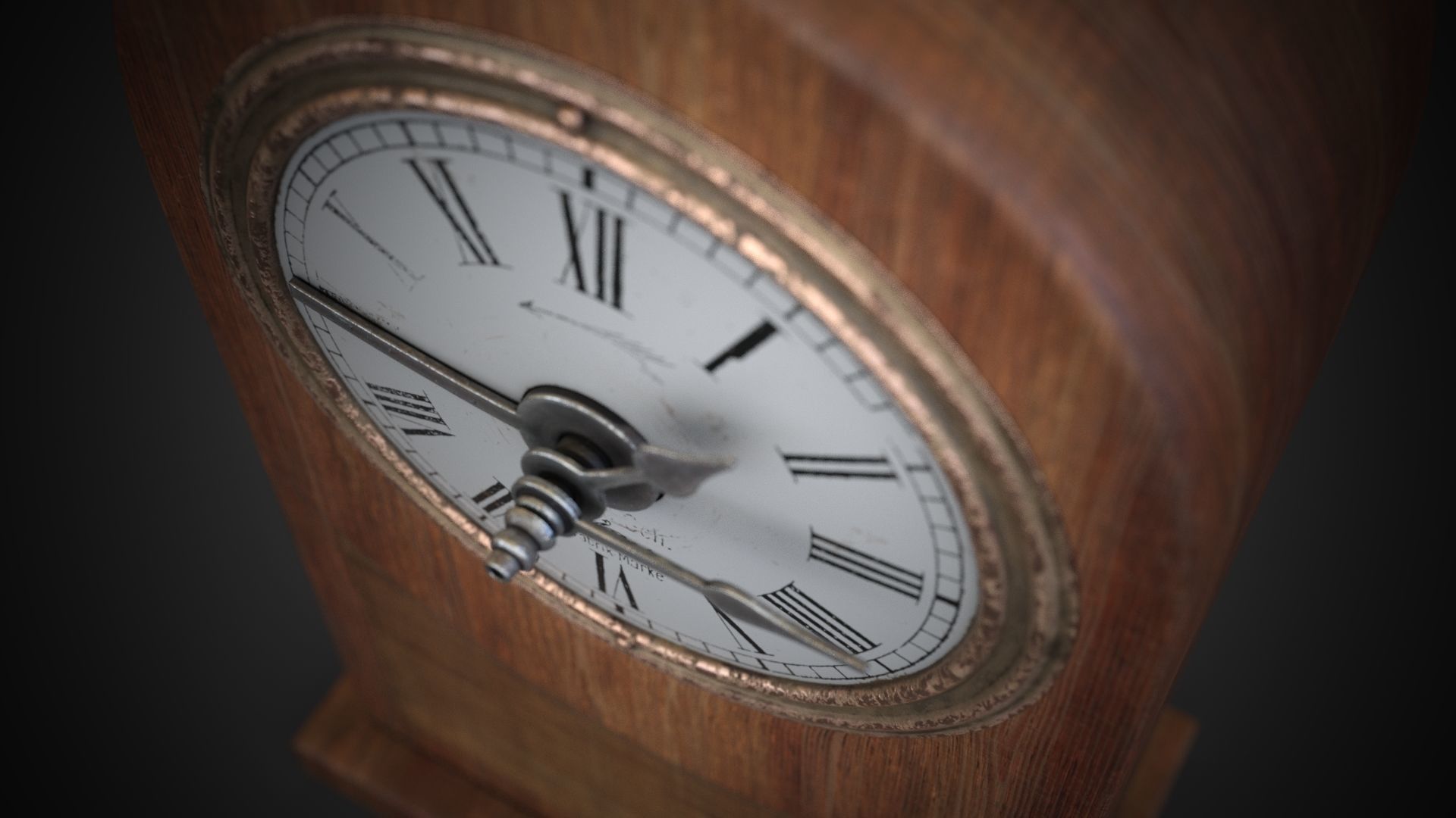 Wooden table clock Low-poly 3D model_16