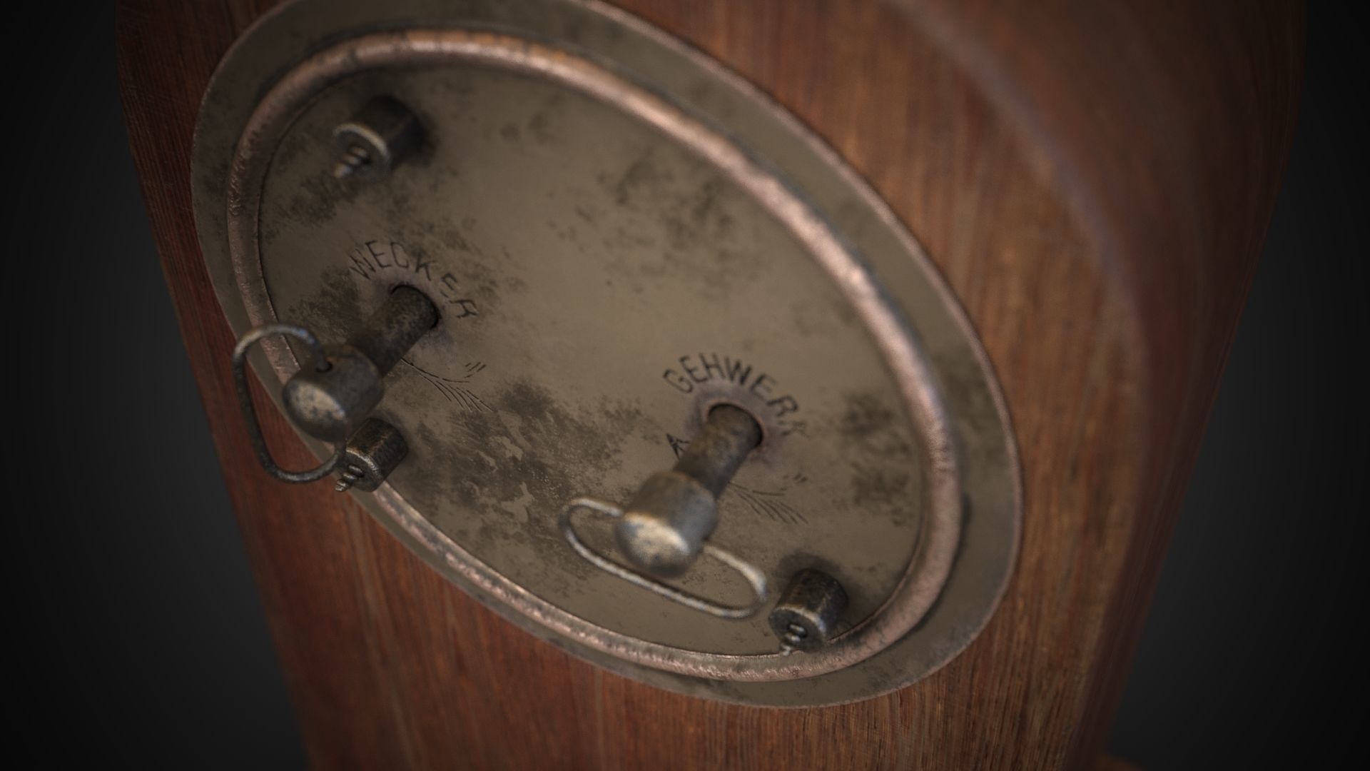 Wooden table clock Low-poly 3D model_17