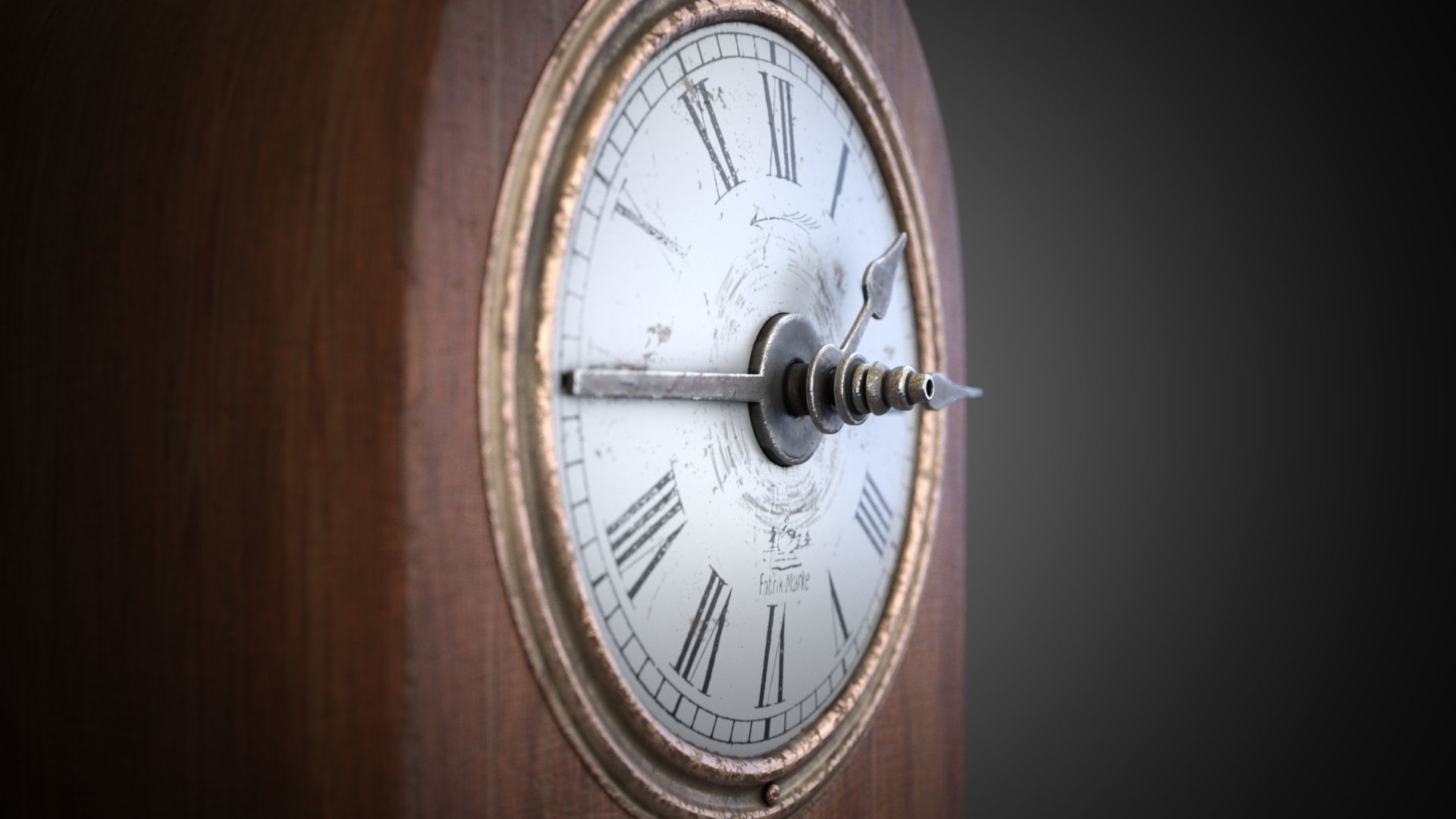 Wooden table clock Low-poly 3D model_14