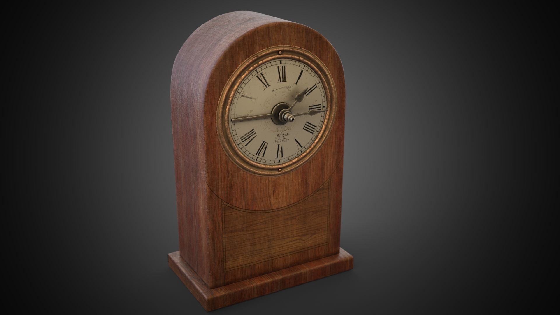 Wooden table clock Low-poly 3D model_21