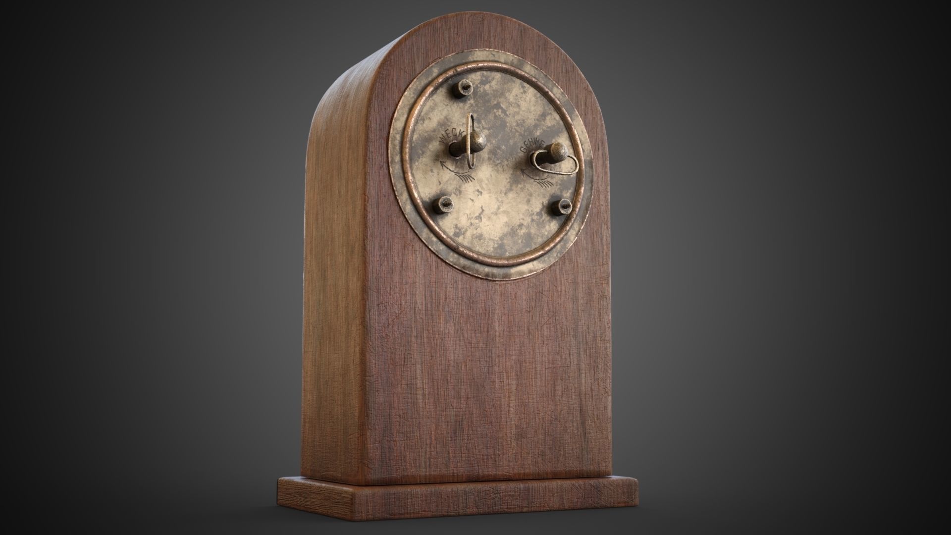 Wooden table clock Low-poly 3D model_11
