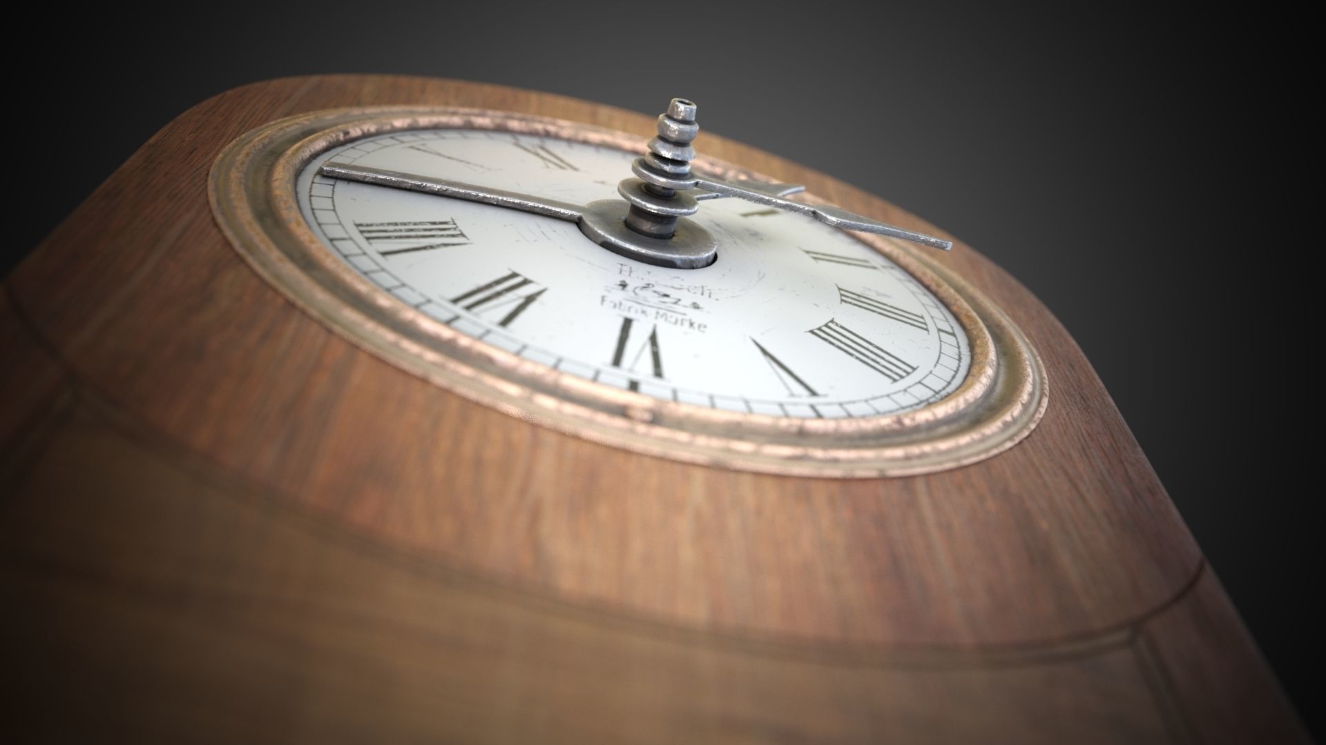Wooden table clock Low-poly 3D model_15