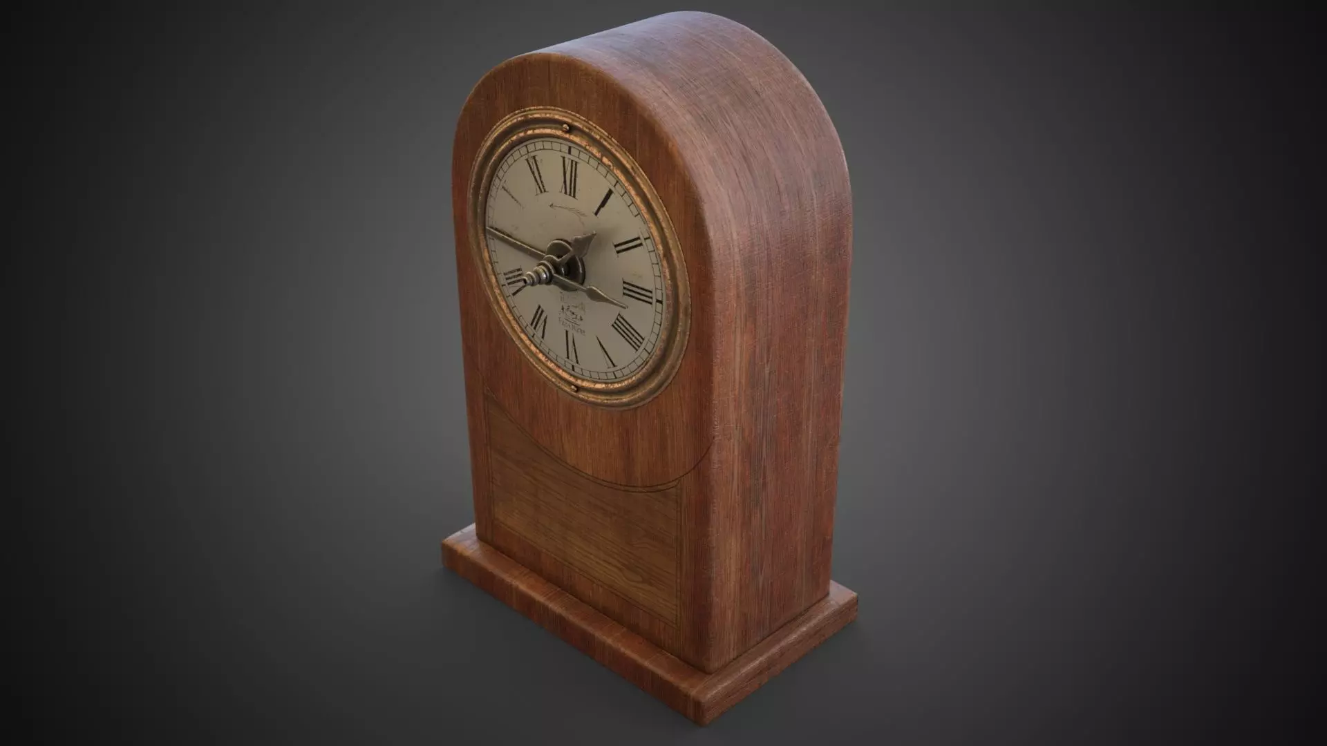 Wooden table clock Low-poly 3D model_0