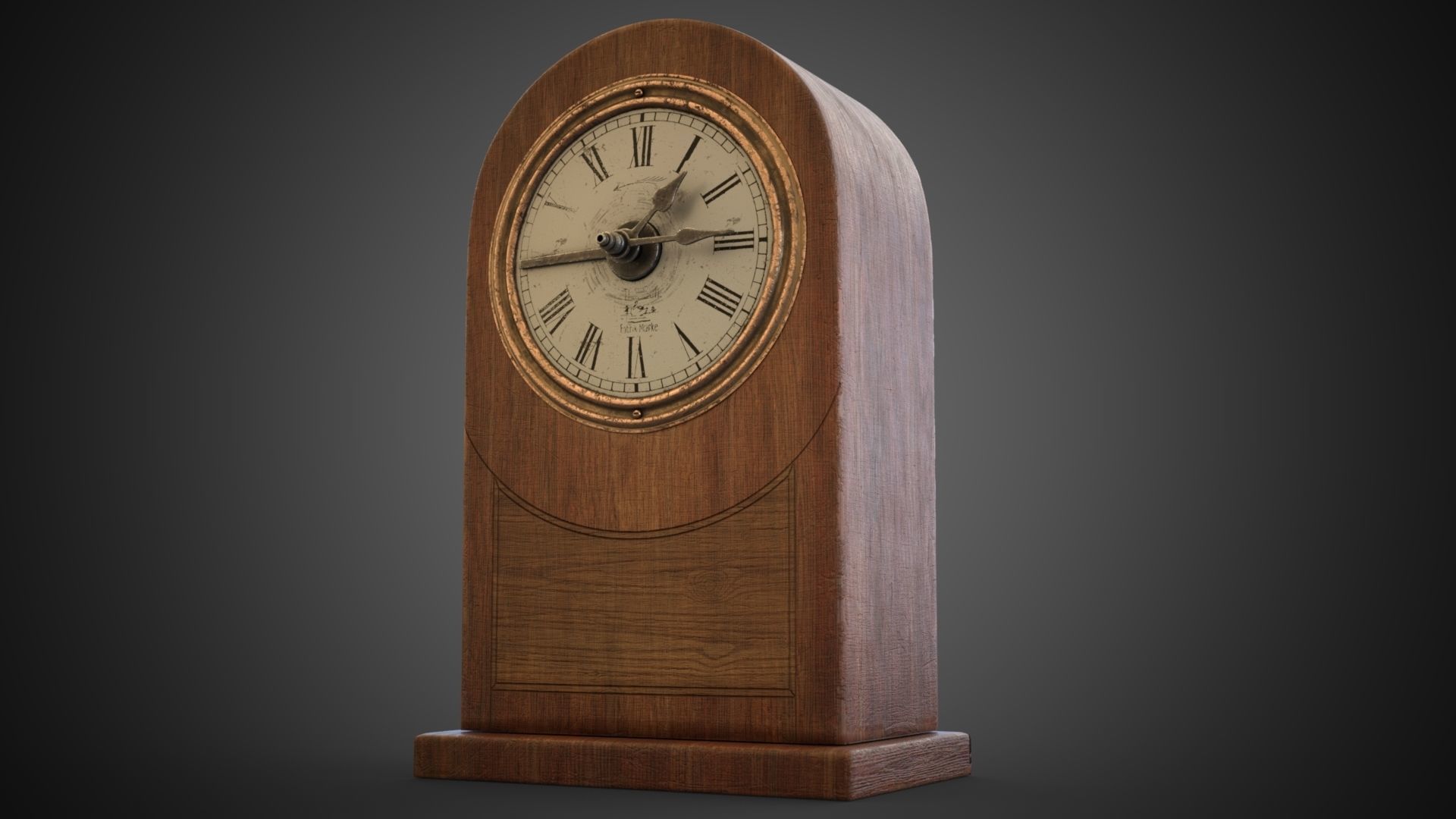 Wooden table clock Low-poly 3D model_10