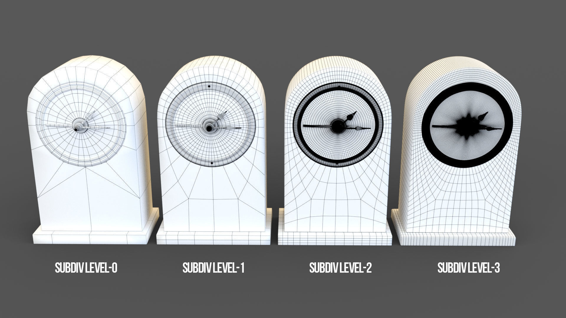 Wooden table clock Low-poly 3D model_25