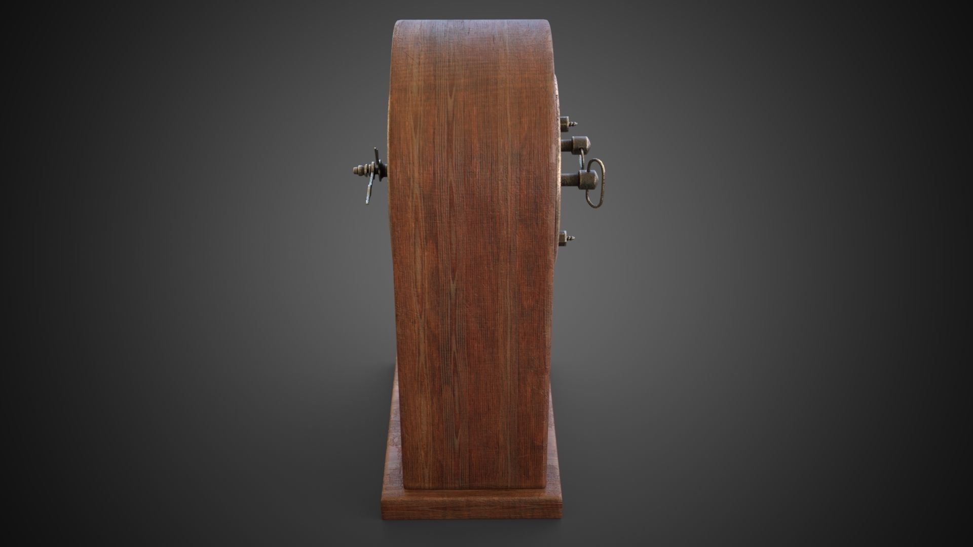 Wooden table clock Low-poly 3D model_5