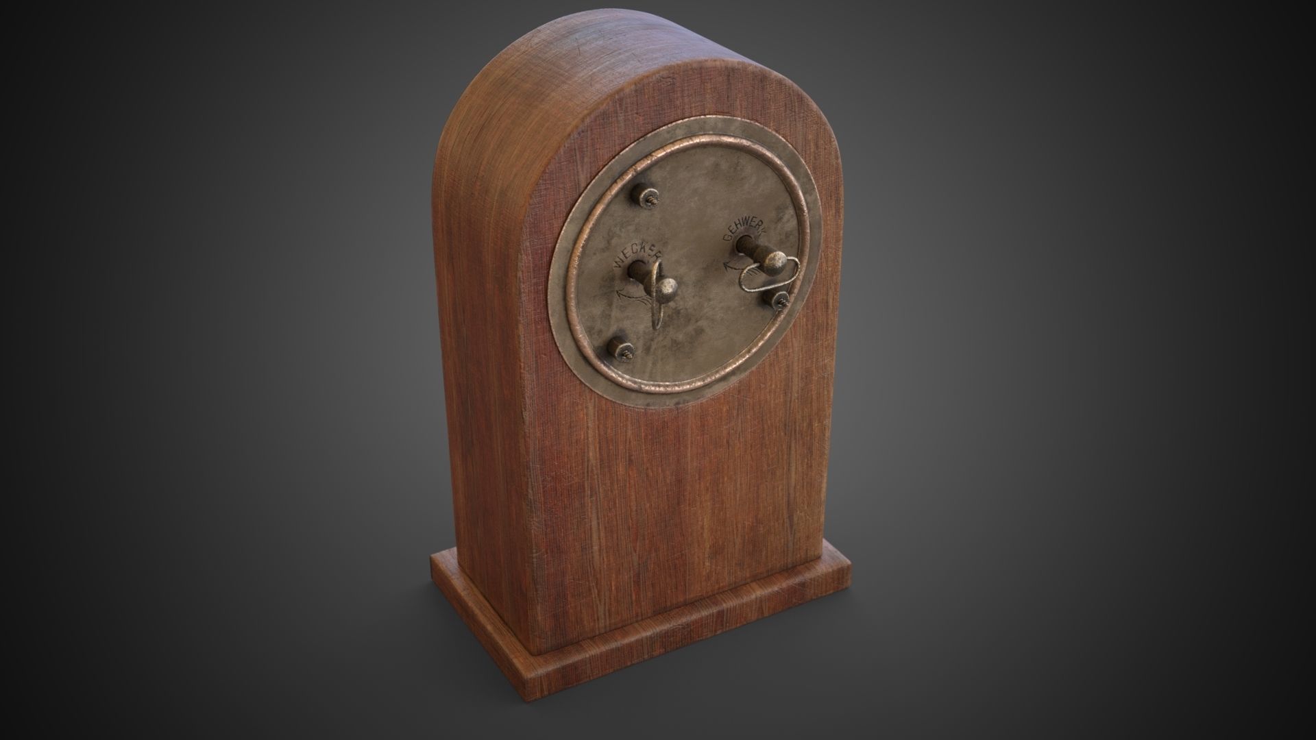 Wooden table clock Low-poly 3D model_6