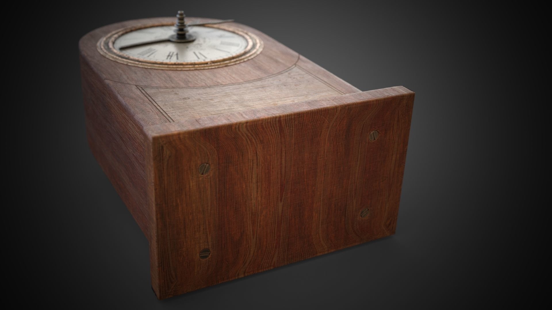 Wooden table clock Low-poly 3D model_20