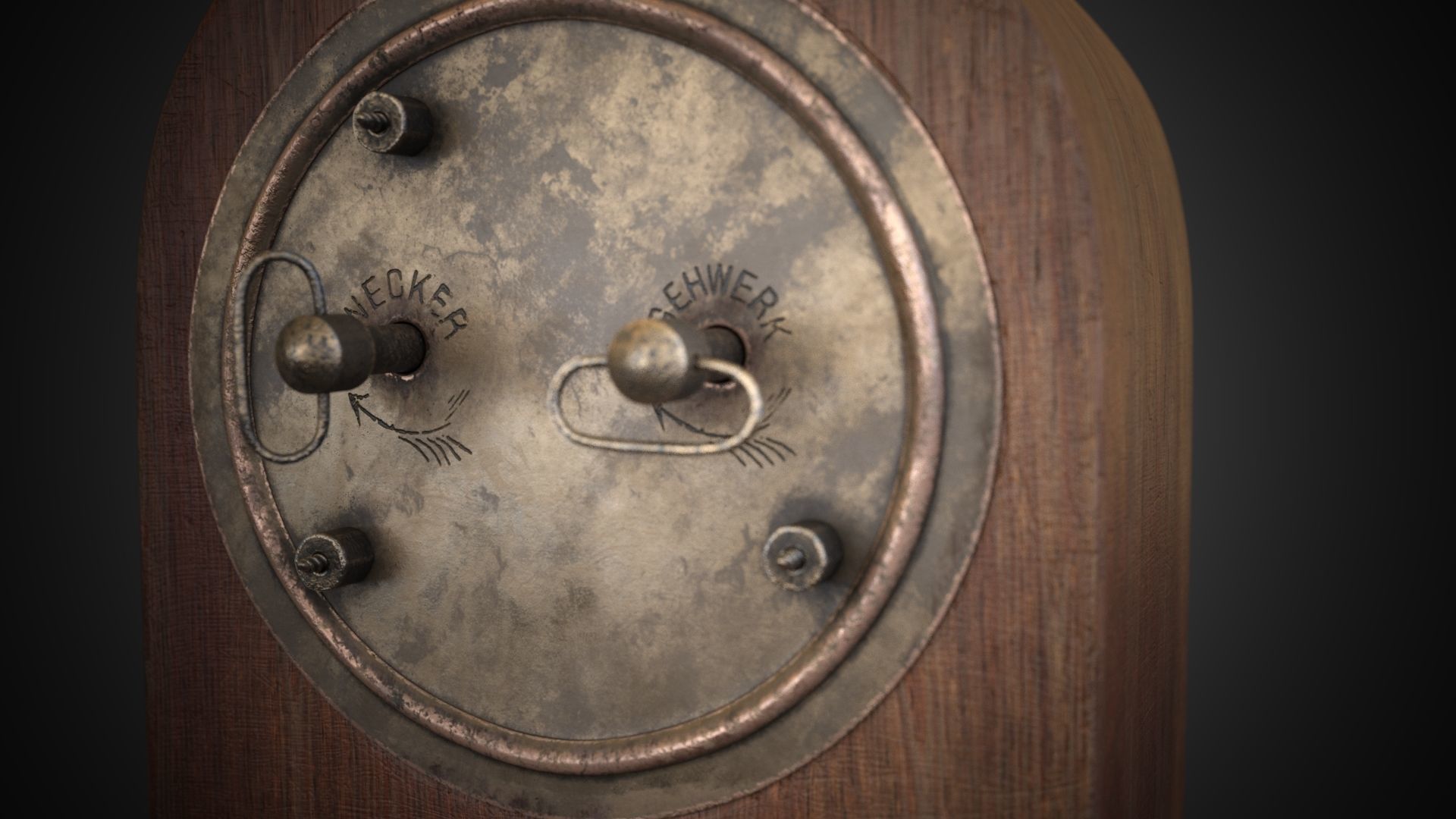 Wooden table clock Low-poly 3D model_18