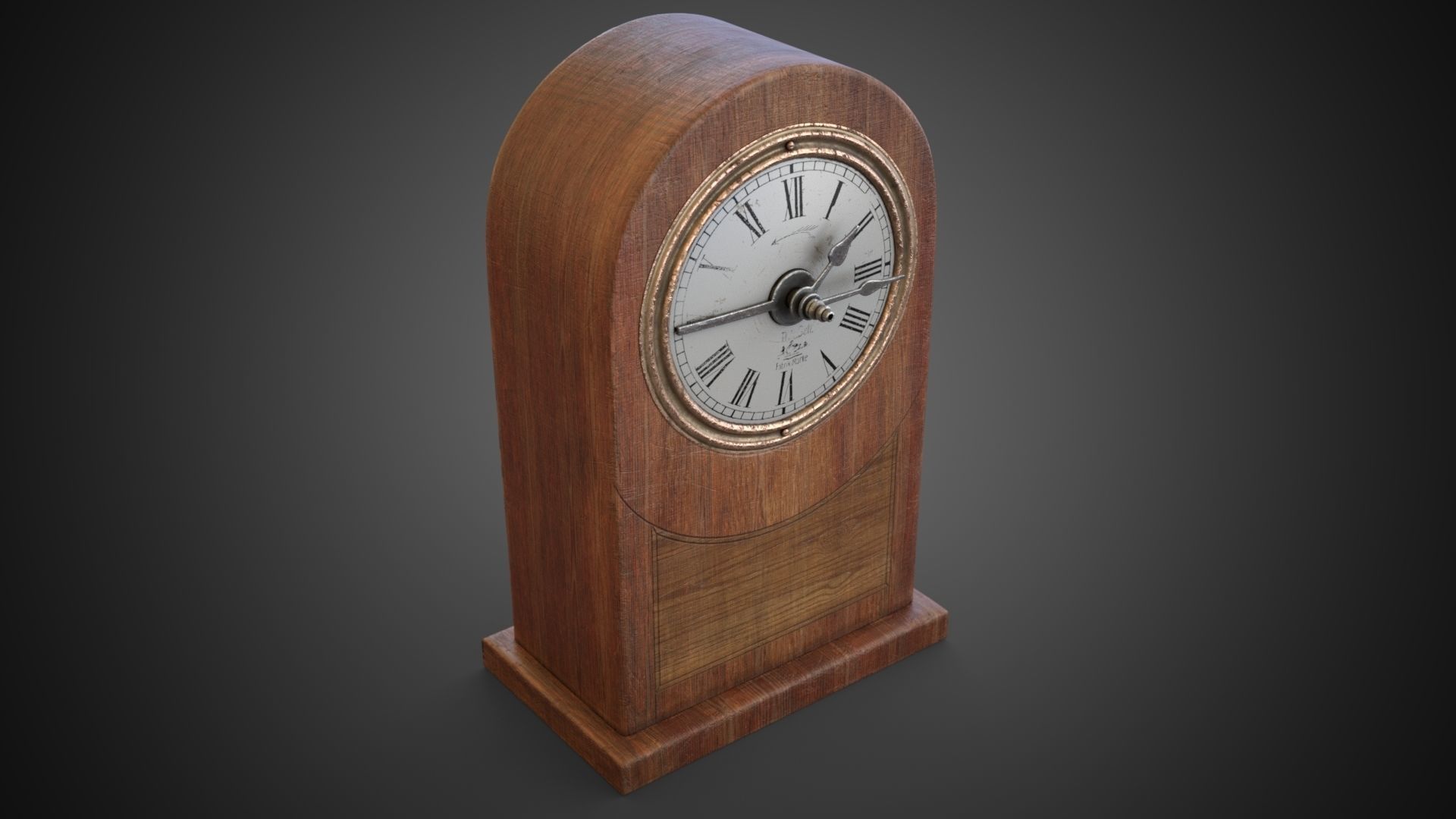 Wooden table clock Low-poly 3D model_3